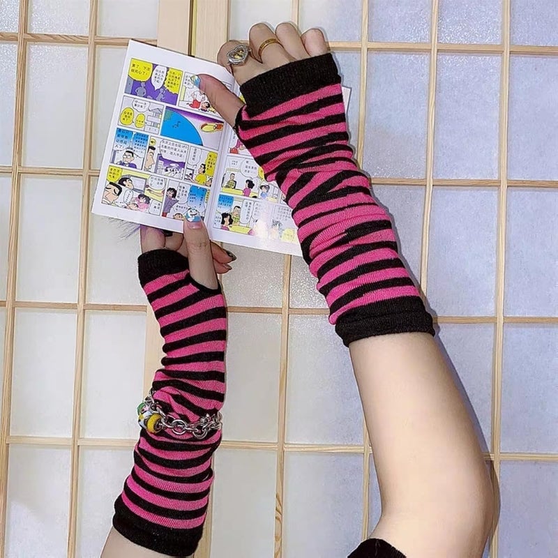 VTTDB Arm covers cute women kawaii japanese harajuku Goth Half Finger Knitted Arm Warmer Y2K Gloves Arm Sleeve for girl - Image 3